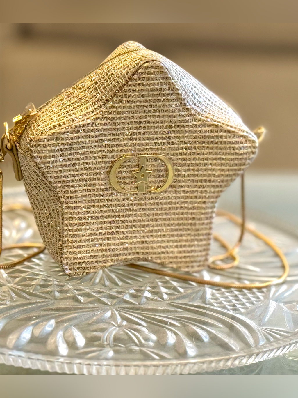 Dior Star Ltd Ed Trousseau Bag With Beautiful Gold Chain Attachment